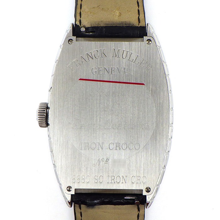フランクミュラー FRANCK MULLER 腕時計 トノウ カーベックス アイアン クロコ 8880SCIRONCRO シルバー 鏡面 クロコ柄 文字盤 SS ブラック クロコダイル レザーベルト 黒 自動巻き 【中古】