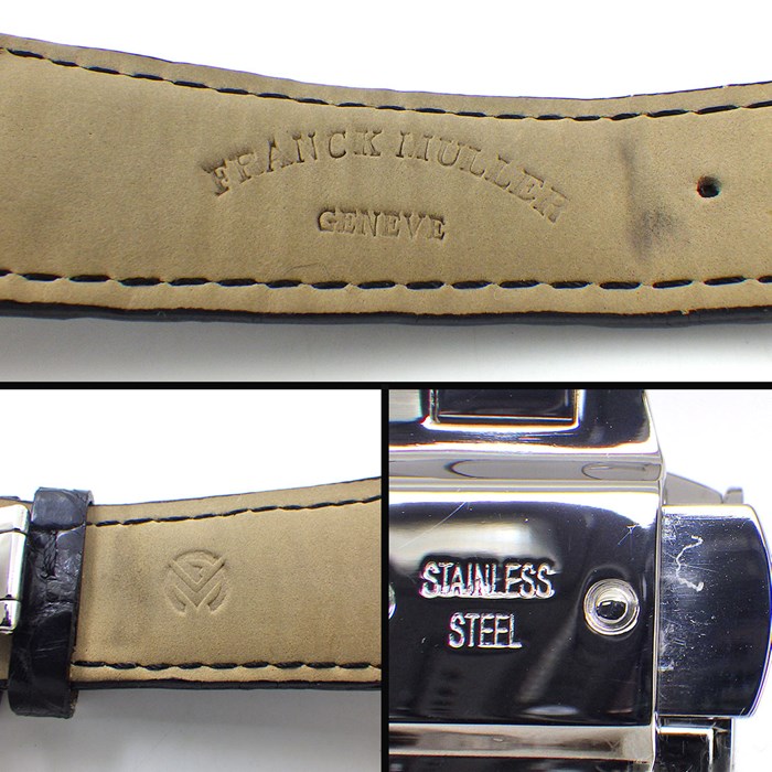 フランクミュラー FRANCK MULLER 腕時計 トノウ カーベックス アイアン クロコ 8880SCIRONCRO シルバー 鏡面 クロコ柄 文字盤 SS ブラック クロコダイル レザーベルト 黒 自動巻き 【中古】