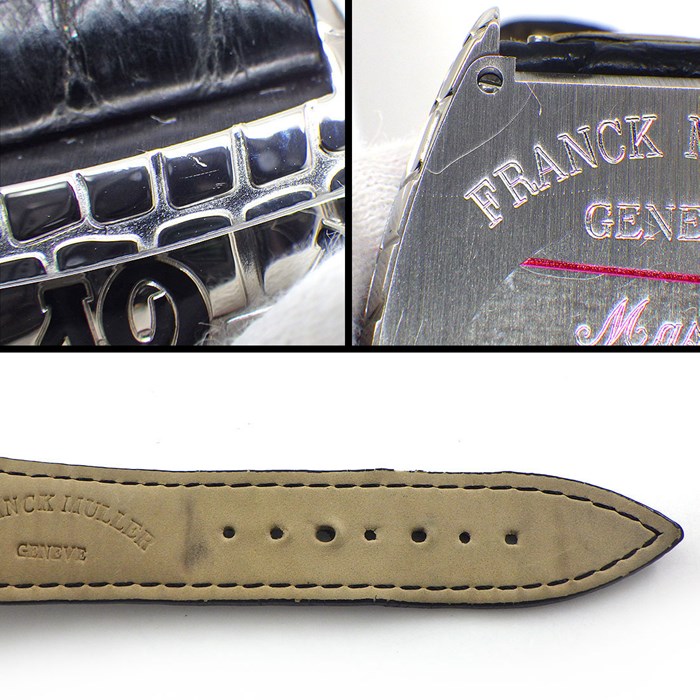 フランクミュラー FRANCK MULLER 腕時計 トノウ カーベックス アイアン クロコ 8880SCIRONCRO シルバー 鏡面 クロコ柄 文字盤 SS ブラック クロコダイル レザーベルト 黒 自動巻き 【中古】