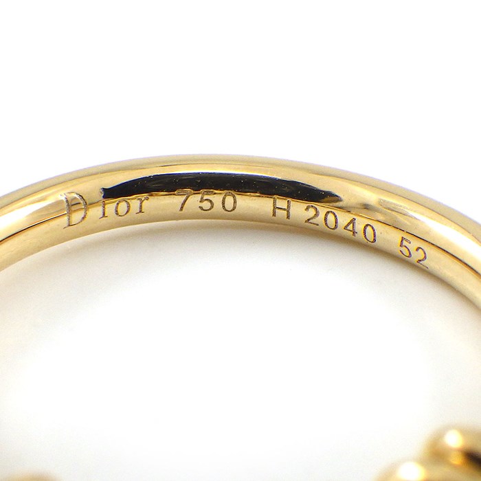クリスチャンディオール Christian Dior リング ハート 5モチーフ タグ スウィング ムービング パビリオン 両面 36ポイント ダイヤモンド K18YG K18WG 12号 / #52 【中古】