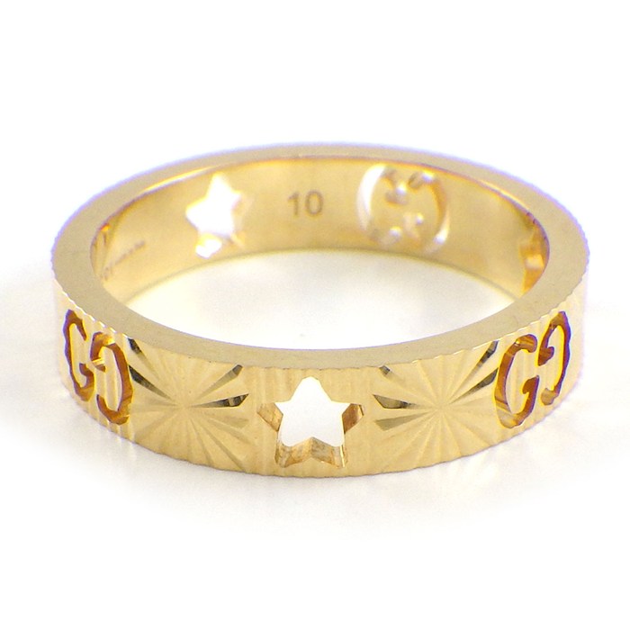 グッチ GUCCI リング アイコン スター インターロッキングG GG ロゴ K18YG 9.5号 / #10 【中古】