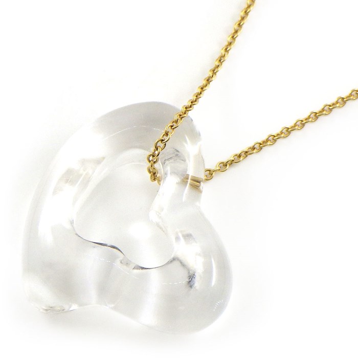 ティファニー Tiffany & Co. ネックレス オープン ハート ロッククリスタル K18YG 【中古】