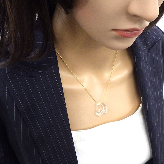 ティファニー Tiffany & Co. ネックレス オープン ハート ロッククリスタル K18YG 【中古】