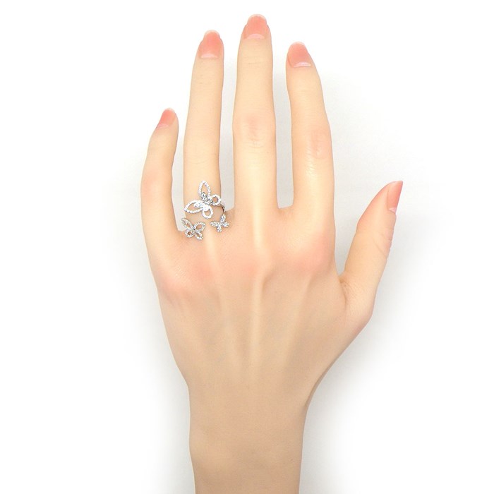 グラフ Graff GRAFF リング トリプル バタフライ シルエット RGR790 ダイヤモンド 0.45ct K18WG 6号 【中古】