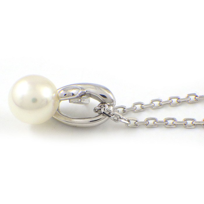 ミキモト MIKIMOTO ネックレス クロス 1ポイント パール 5.5mm珠 K18WG 【中古】