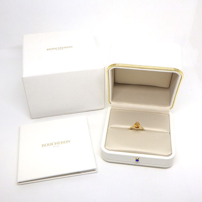 ブシュロン BOUCHERON リング セルパンボエム スモール SM ドロップモチーフ ツイスト ペアシェイプ シトリン K18YG 15.5号 / #56 【箱・保付き】 【中古】