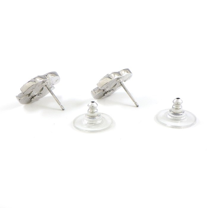 シャネル CHANEL ピアス ココマーク 01年製造 エメラルドカット ラインストーン メタル 【中古】