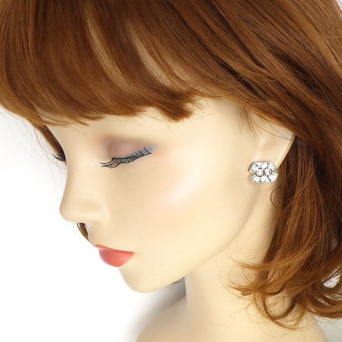 シャネル CHANEL ピアス ココマーク 01年製造 エメラルドカット ラインストーン メタル 【中古】