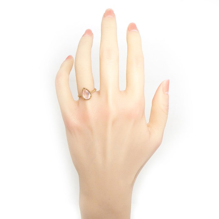 ブシュロン BOUCHERON リング セルパンボエム スモール JRG03184 ドロップモチーフ ツイスト ペアシェイプ ピンク クォーツ 1.35ct K18PG 9号 / #49 【箱・保付き】 【中古】