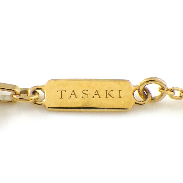 タサキ 田崎真珠 TASAKI ネックレス バランス クロス P-16944-18KYG あこや真珠 パール 7.5mm珠 ダイヤモンド 0.13ct K18YG 【中古】