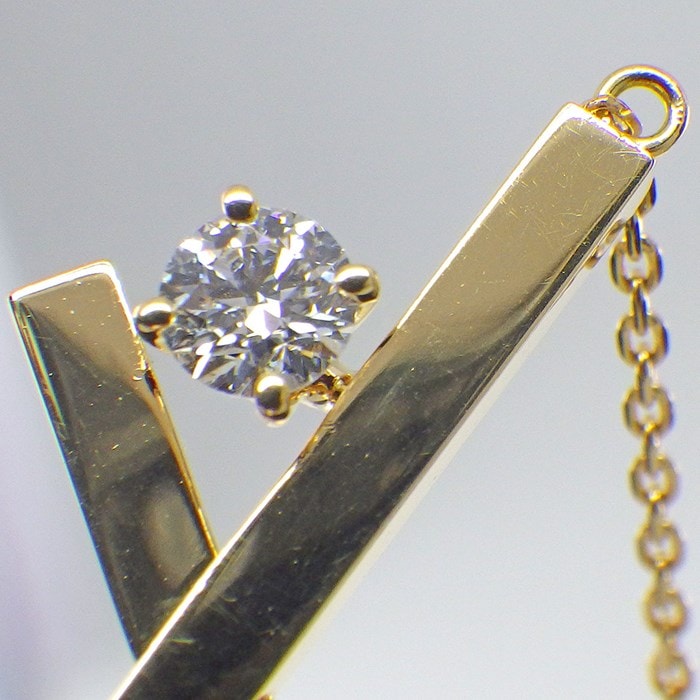タサキ 田崎真珠 TASAKI ネックレス バランス クロス P-16944-18KYG あこや真珠 パール 7.5mm珠 ダイヤモンド 0.13ct K18YG 【中古】