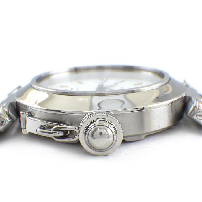 カルティエ Cartier 腕時計 パシャC W31015M7 デイト 夜光インデックス 夜光針 ホワイト文字盤 SS 自動巻き 【OH済み】 【中古】