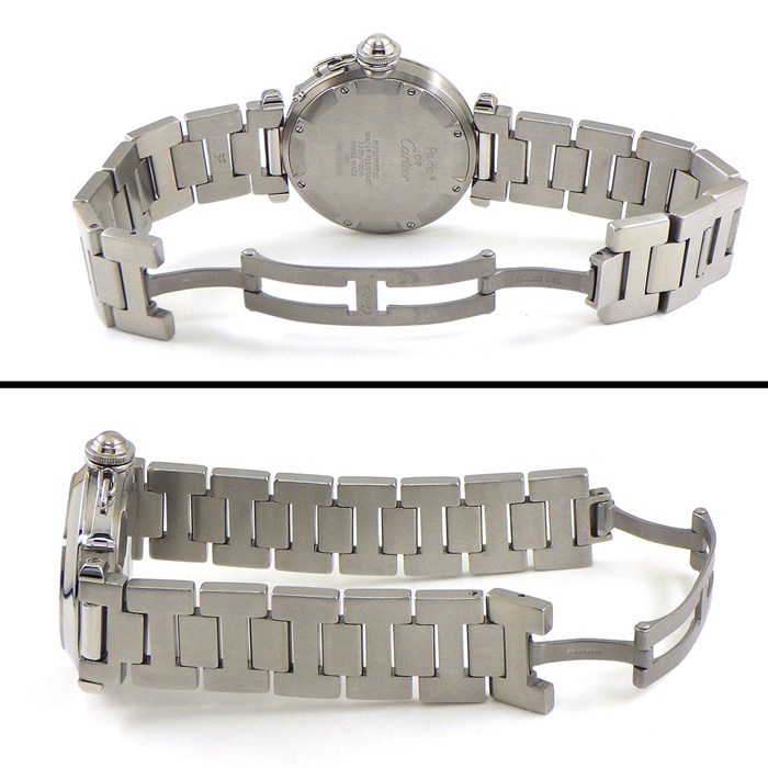 カルティエ Cartier 腕時計 パシャC W31015M7 デイト 夜光インデックス 夜光針 ホワイト文字盤 SS 自動巻き 【OH済み】 【中古】