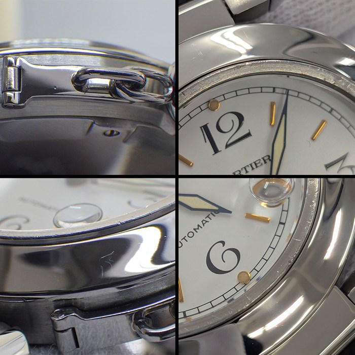 カルティエ Cartier 腕時計 パシャC W31015M7 デイト 夜光インデックス 夜光針 ホワイト文字盤 SS 自動巻き 【OH済み】 【中古】