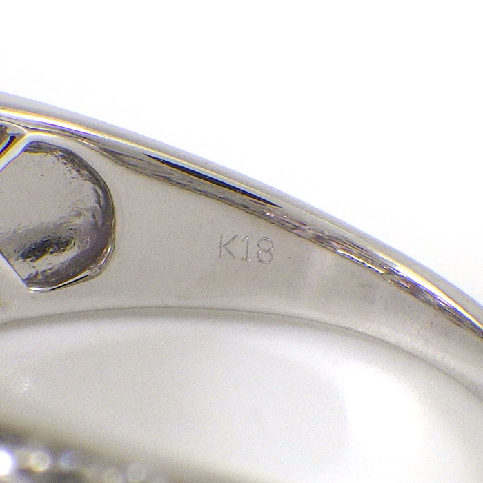 【ハートシェイプピンクサファイア ダイヤモンド】 リング フラワーモチーフ K18WG 18号 【中古】