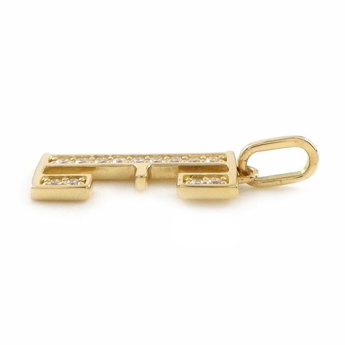 【ダイヤモンド】 ペンダントトップ アルファベット イニシャル E ダイヤモンド 計0.11ct K18YG