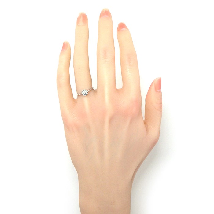 ダミアーニ DAMIANI リング マルゲリータ 6mm 20087071 フラワーモチーフ 20ポイント ダイヤモンド 0.10ct K18WG 8.5号 【中古】