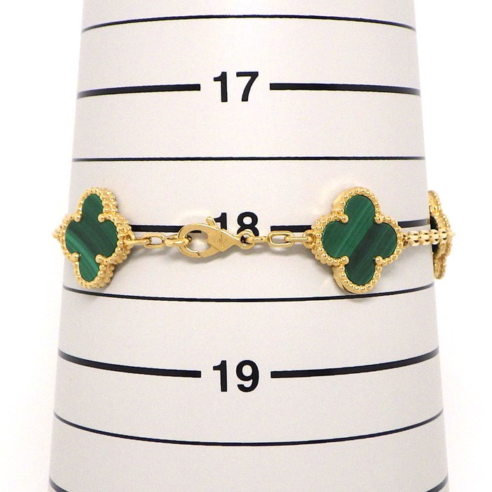 ヴァンクリーフ＆アーペル Van Cleef & Arpels ブレスレット ヴィンテージアルハンブラ 5モチーフ VCARL80900 マラカイト K18YG 【中古】