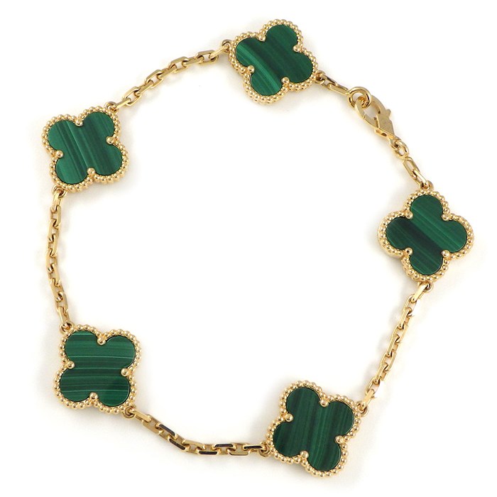 ヴァンクリーフ＆アーペル Van Cleef & Arpels ブレスレット ヴィンテージアルハンブラ 5モチーフ VCARL80900 マラカイト K18YG 【中古】
