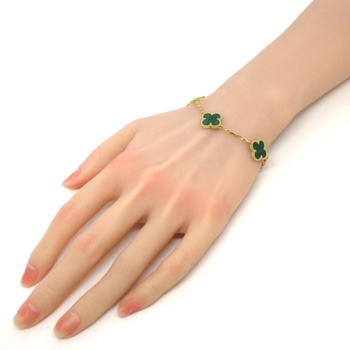 ヴァンクリーフ＆アーペル Van Cleef & Arpels ブレスレット ヴィンテージアルハンブラ 5モチーフ VCARL80900 マラカイト K18YG 【中古】