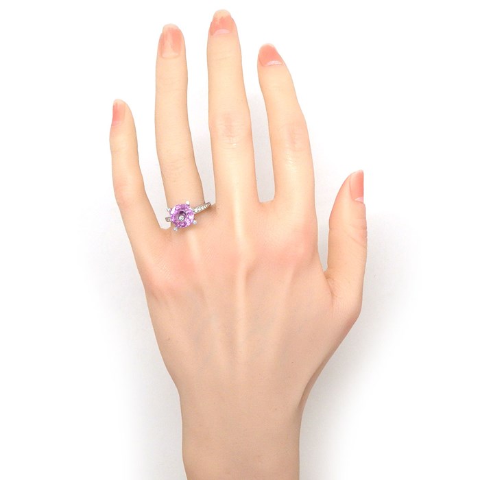 ショパール Chopard リング ソーハッピー 82/6231/05 ハーフ エタニティ ムービング ダイヤモンド ピンク クリスタル K18WG 8.5号 【中古】
