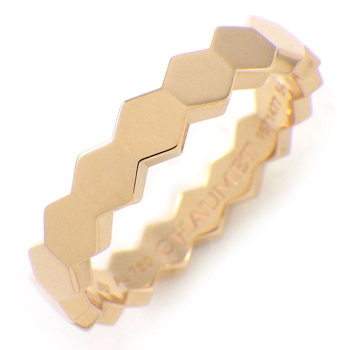 ショーメ Chaumet リング ビー マイ ラブ ハニカム 083359 幅4mmモデル 1ポイント ダイヤモンド 0.01ct K18PG 14号 / #54 【中古】