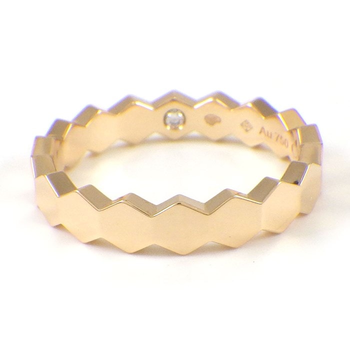 ショーメ Chaumet リング ビー マイ ラブ ハニカム 083359 幅4mmモデル 1ポイント ダイヤモンド 0.01ct K18PG 14号 / #54 【中古】