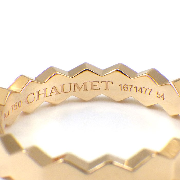 ショーメ Chaumet リング ビー マイ ラブ ハニカム 083359 幅4mmモデル 1ポイント ダイヤモンド 0.01ct K18PG 14号 / #54 【中古】
