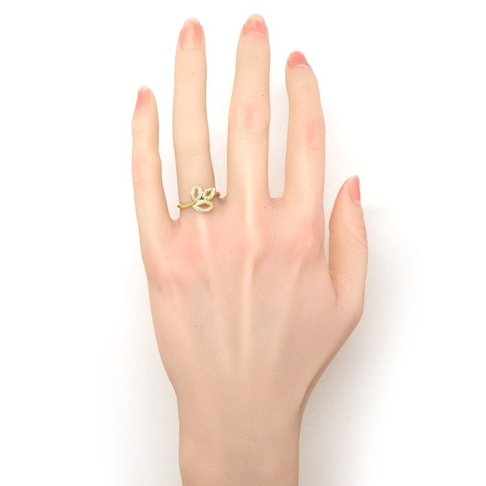 ハリーウィンストン HARRY WINSTON リング リリークラスター ミニ FRDYSM1MLC リーフ 37ポイント ダイヤモンド 計0.18ct K18YG 12.5号 【中古】