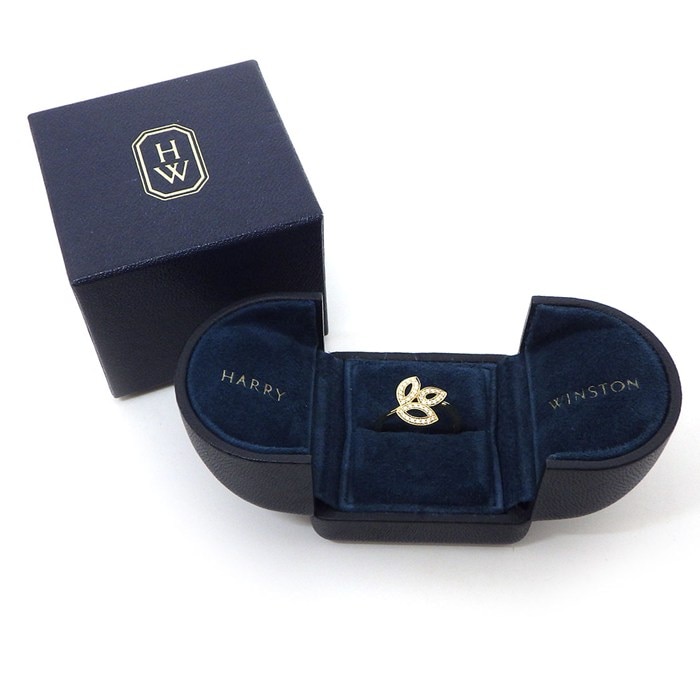 ハリーウィンストン HARRY WINSTON リング リリークラスター ミニ FRDYSM1MLC リーフ 37ポイント ダイヤモンド 計0.18ct K18YG 12.5号 【中古】