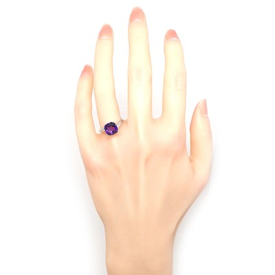 モーブッサン MAUBOUSSIN リング ベベ ダムール スクエアカット アメジスト ダイヤモンド K18WG 13号 【中古】