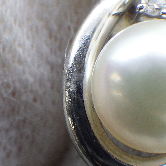 タサキ 田崎真珠 TASAKI ネックレス ドロップモチーフ 1ポイント パール 7.0mm珠 ダイヤモンド 0.01ct K18WG 【中古】
