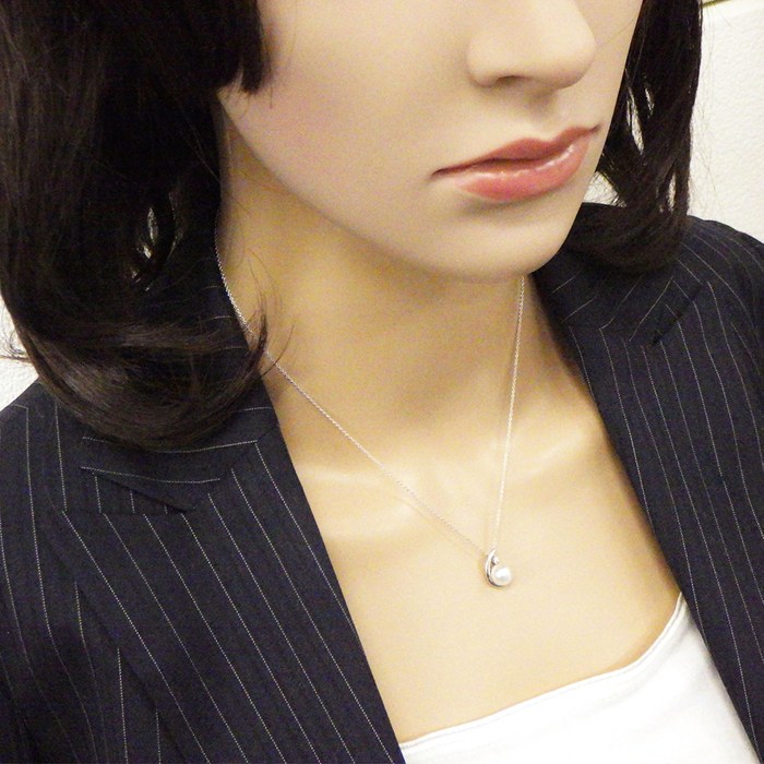 タサキ 田崎真珠 TASAKI ネックレス ドロップモチーフ 1ポイント パール 7.0mm珠 ダイヤモンド 0.01ct K18WG 【中古】