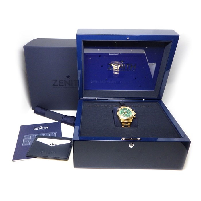 ゼニス ZENITH 腕時計 クロノマスター スポーツ YOSHIDA SPECIAL EDITION 30.3100.3600/56.M3100 グリーンラッカー文字盤 カレンダー クロノグラフ スモールセコンド K18YG 自動巻き 【箱・保付き】 【中古】