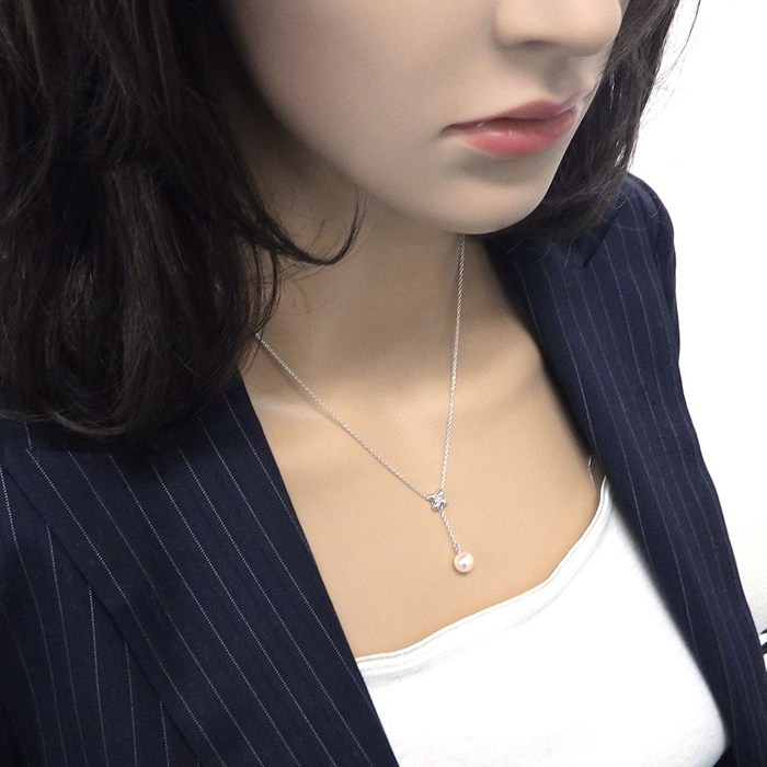 タサキ 田崎真珠 TASAKI ネックレス フラワー スウィング ドロップ パール 7.0mm珠 K18WG 【中古】