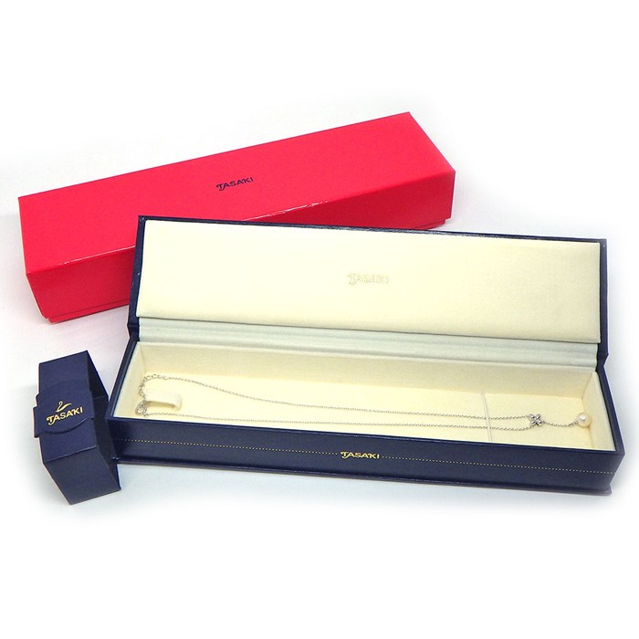 タサキ 田崎真珠 TASAKI ネックレス フラワー スウィング ドロップ パール 7.0mm珠 K18WG 【中古】