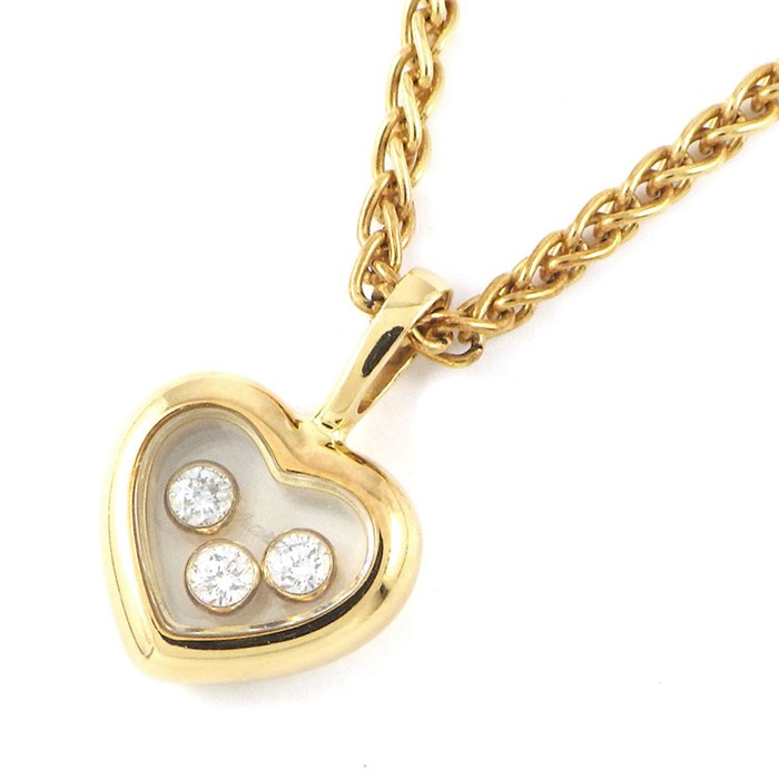 【ショパール Chopard】ネックレス ハッピーダイヤ ハート 79/4611 ムービング 3ポイント ダイヤモンド K18YG