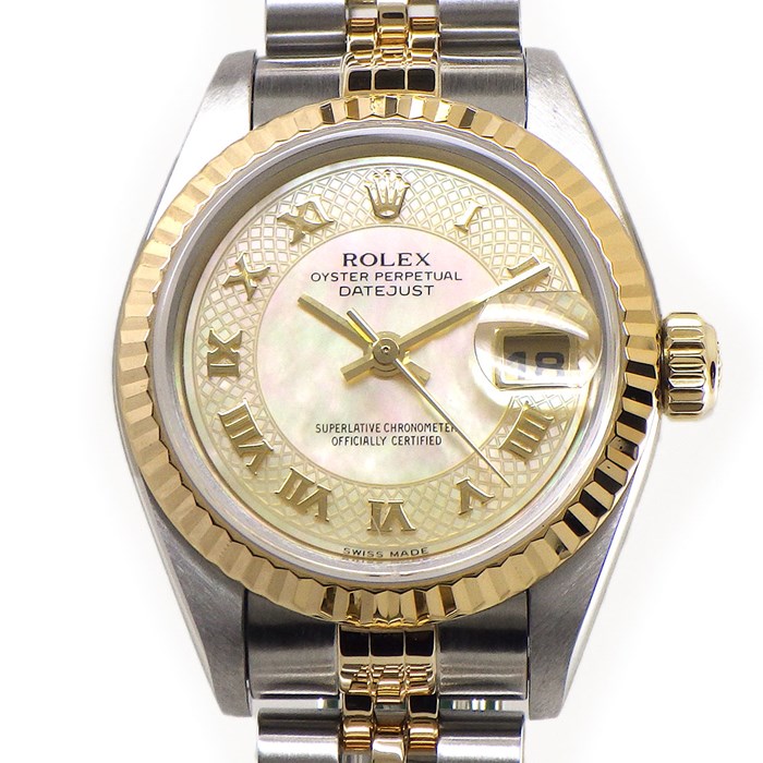 ロレックス Rolex 腕時計 レディ デイトジャスト 79173NRD K番 イエローシェル文字盤 ローマ数字インデックス デイト SS K18YG 自動巻き 【中古】