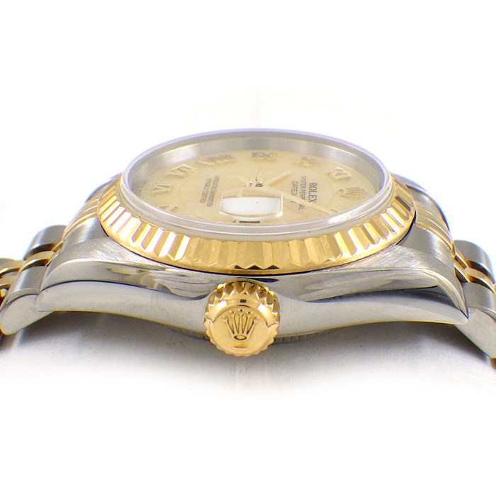 ロレックス Rolex 腕時計 レディ デイトジャスト 79173NRD K番 イエローシェル文字盤 ローマ数字インデックス デイト SS K18YG 自動巻き 【中古】