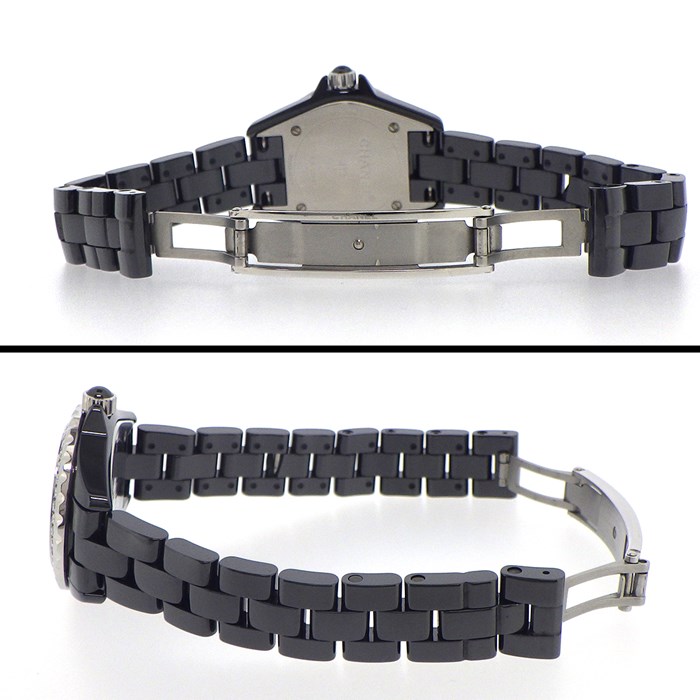 シャネル CHANEL 腕時計 J12 H2571 8ポイント ダイヤインデックス 計0.04ct 40ポイント ダイヤベゼル 計0.90ct ブラック 文字盤 セラミック SS クオーツアナログ 【中古】
