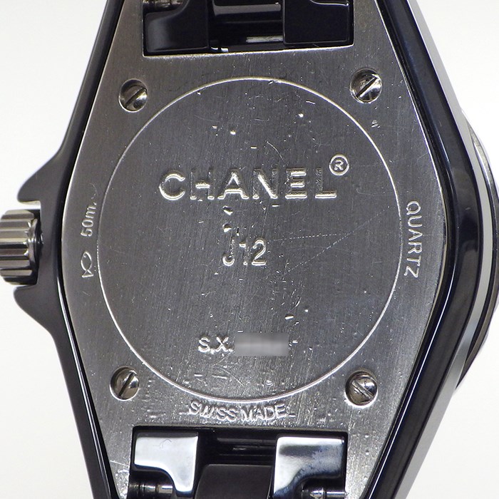 シャネル CHANEL 腕時計 J12 H2571 8ポイント ダイヤインデックス 計0.04ct 40ポイント ダイヤベゼル 計0.90ct ブラック 文字盤 セラミック SS クオーツアナログ 【中古】