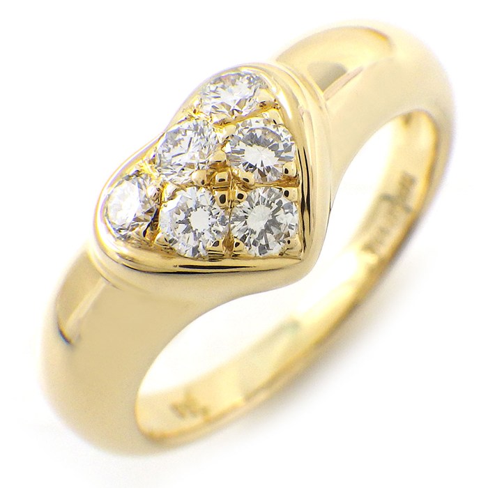  ティファニー Tiffany & Co. リング フレンドシップ ハートモチーフ 6ポイント ダイヤモンド K18YG 10号 【中古】