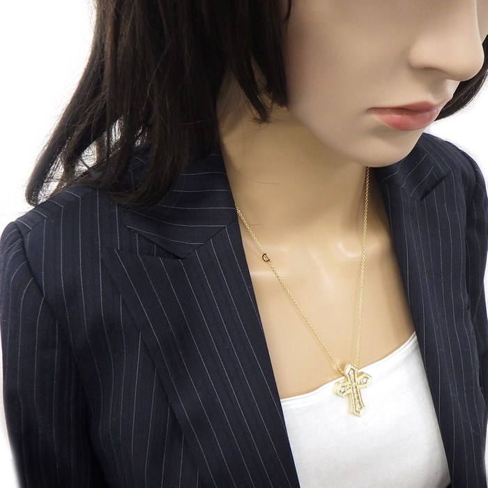 ダミアーニ DAMIANI ネックレス ベル エポック クラウン 20089533 クロス 剣 モチーフ パヴェ ダイヤモンド 計1.38ct K18YG / #L 【中古】