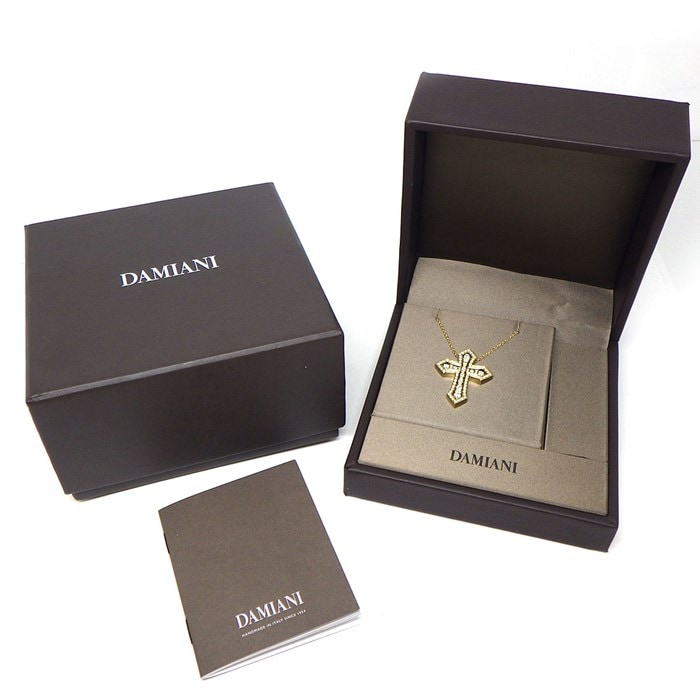 ダミアーニ DAMIANI ネックレス ベル エポック クラウン 20089533 クロス 剣 モチーフ パヴェ ダイヤモンド 計1.38ct K18YG / #L 【中古】