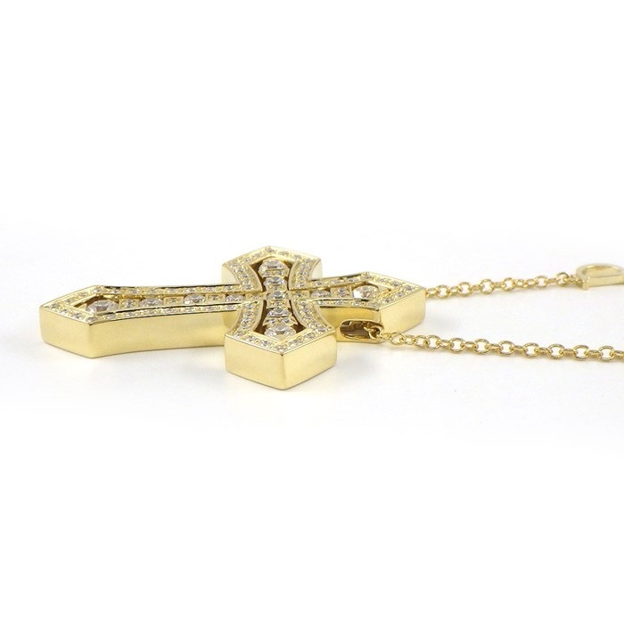 ダミアーニ DAMIANI ネックレス ベル エポック クラウン 20089533 クロス 剣 モチーフ パヴェ ダイヤモンド 計1.38ct K18YG / #L 【中古】
