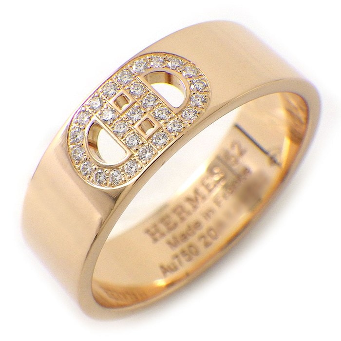 エルメス HERMES リング Hダンクル PM H115601B 27ポイント ダイヤモンド 計0.07ct K18PG 11.5号 / #52 【中古】