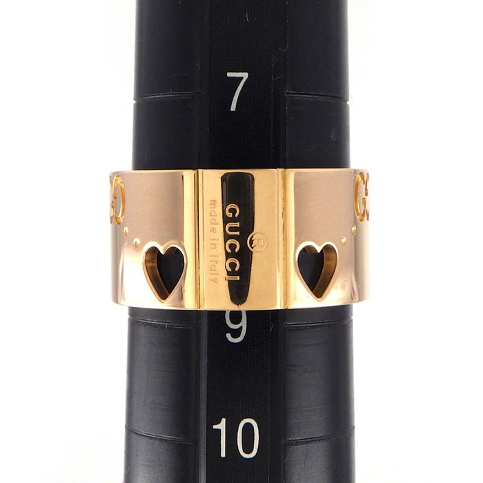 グッチ GUCCI リング アイコン アモール ワイド ハート ラージ GG ロゴ K18PG 8.5号 / #9 【中古】