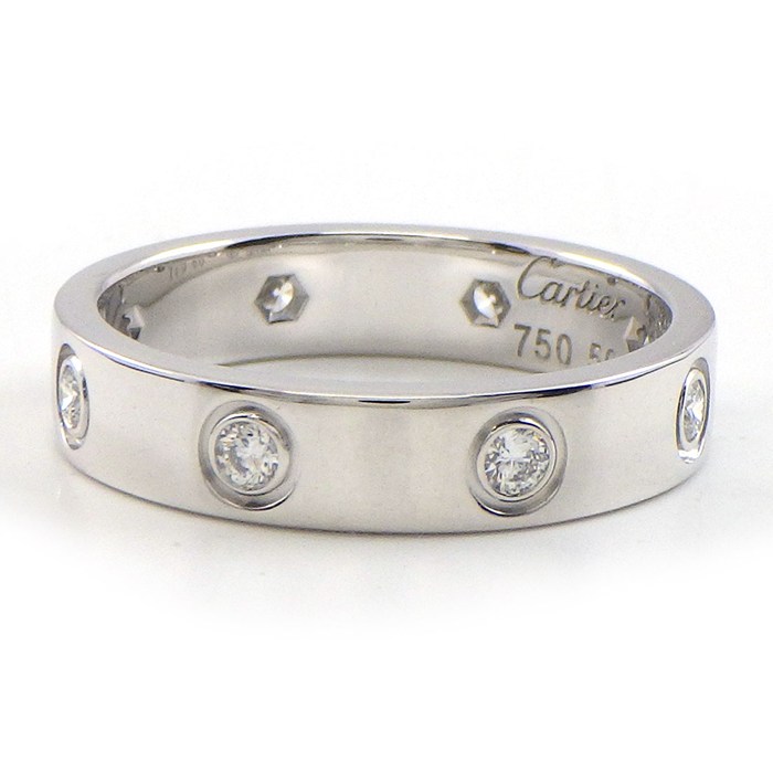 カルティエ Cartier リング ラブ スモールモデル SM B4050649 8ポイント ダイヤモンド 計0.19ct K18WG 10号 / #49 【中古】