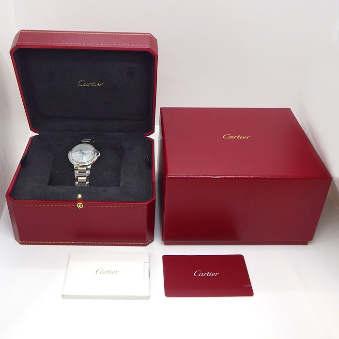 カルティエ Cartier 腕時計 バロンブルー WSBB0062 アイスブルー文字盤 ローマンインデックス SS 自動巻き 【箱・保付き】 【中古】