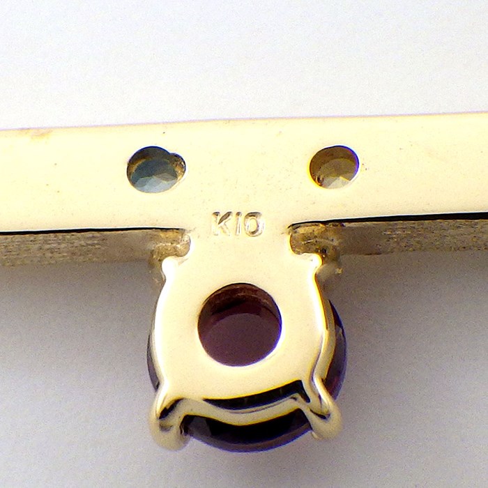 【ガーネット ブルートパーズ イエローサファイア】 ネックレス バー ガーネット ブルー トパーズ  イエローサファイア K10YG